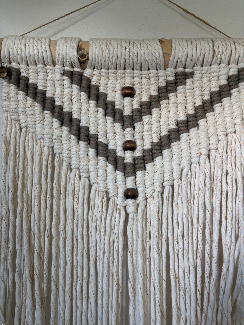 Handcrafted Cream and Grey Macramé Wall Hanging by Alaskan Macrame